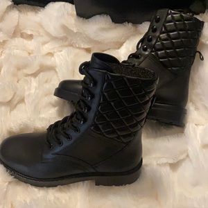 Karl Lagerfeld quilted combat boots